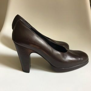 Clergerie for Barney’s brown leather heels